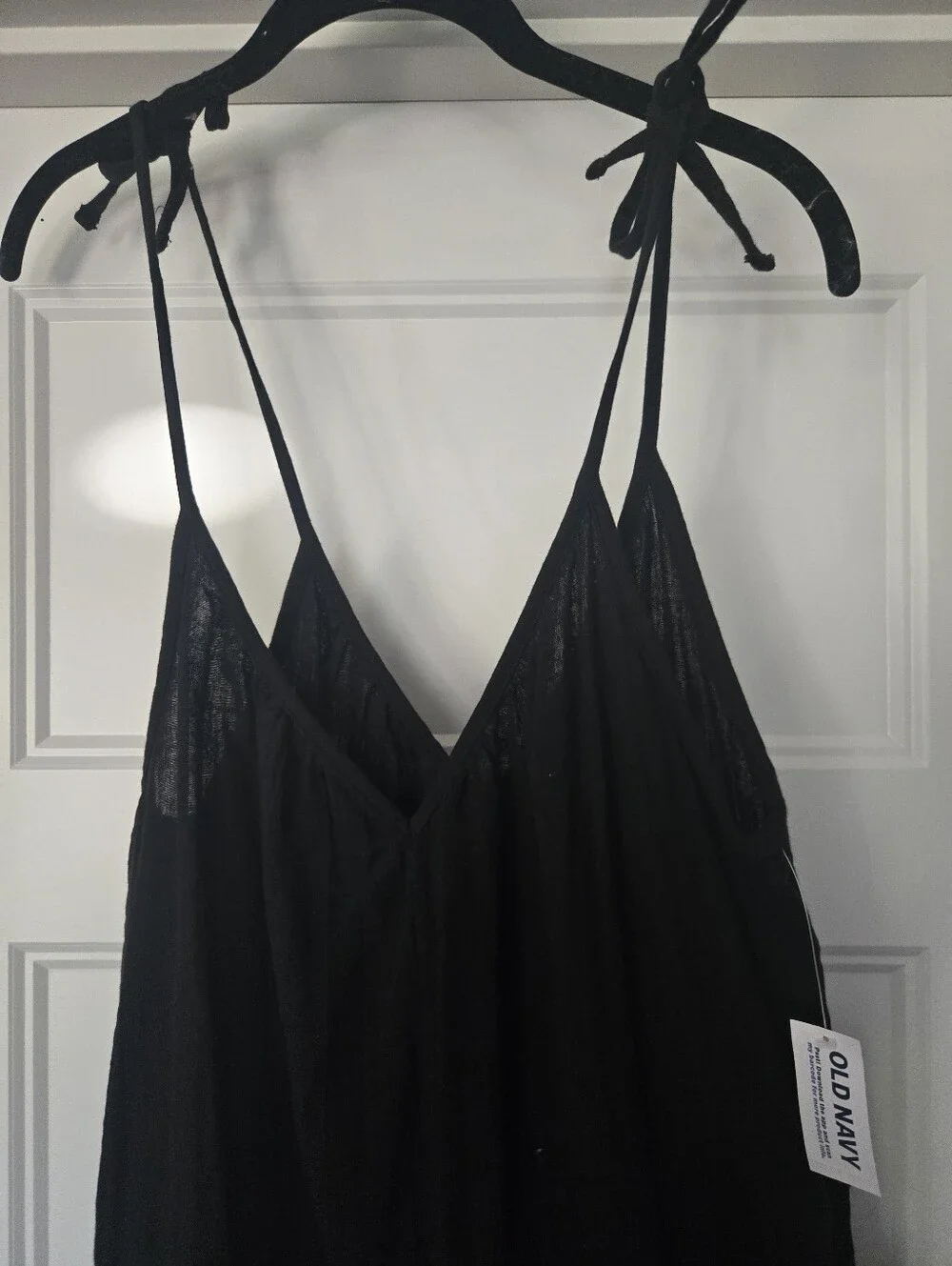NWT!! Linen Blend Black Tie-Shoulder Wide Leg Jumpsuit With Pockets. Size M - Picture 6 of 7